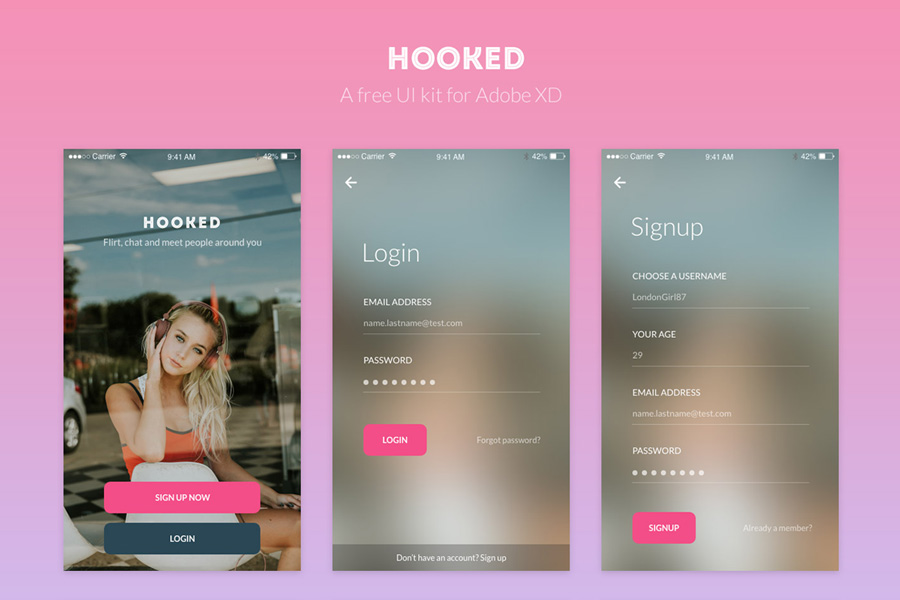 Graphic Ghost - Hooked: a free Ui Kit for Adobe XD