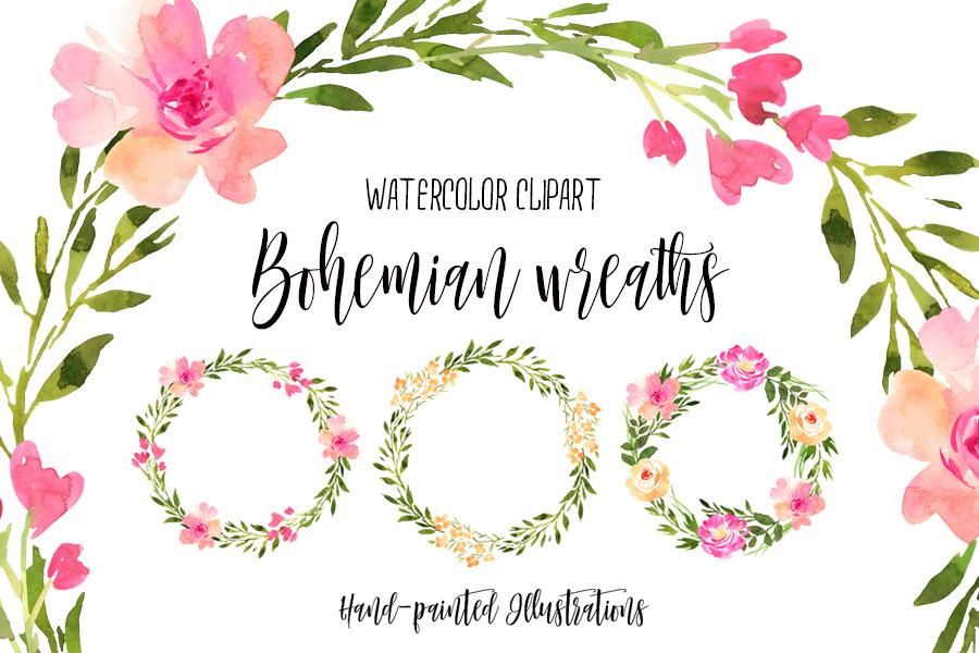 Graphic Ghost - Watercolor Bohemian Wreaths