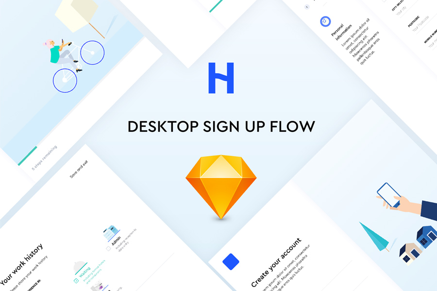 Graphic Ghost - Free Sketch Sign Up Flow UI
