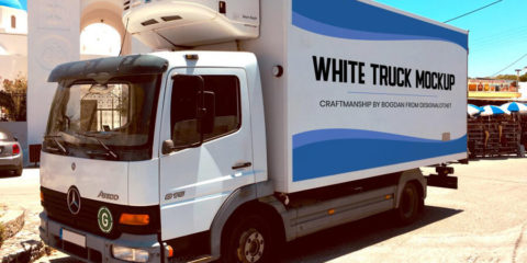 Graphic Ghost - Free White Truck Mockup Template