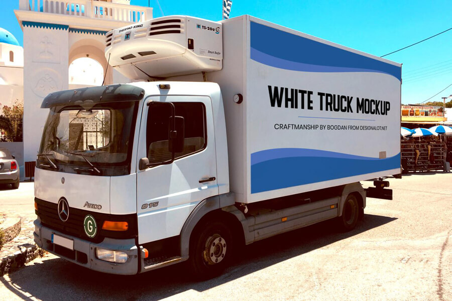 Graphic Ghost - Free White Truck Mockup Template